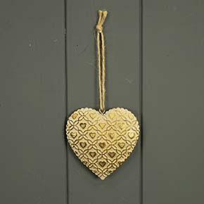 Hanging Antique Gold Metal Heart Decoration detail page